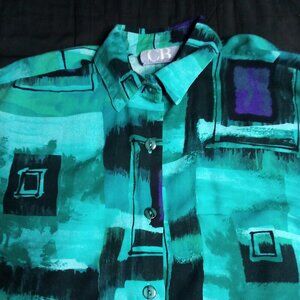 Vintage CB Elements Abstract Geometric Button Shirt Short Sleeve